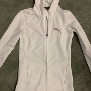 White PUMA hooded workout jacket
